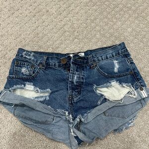Distressed Denim Shorts